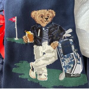Navy Sweater with Bear and Golf Design